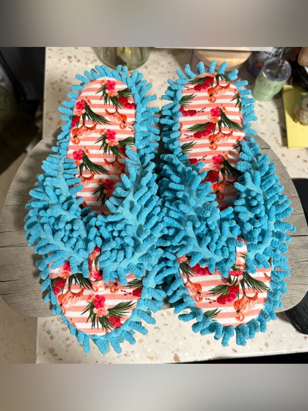 Aunt Deloris House Slippers by Two Left Feet "Ready To Flamingle" style,Size 7/9 - Picture 11 of 17